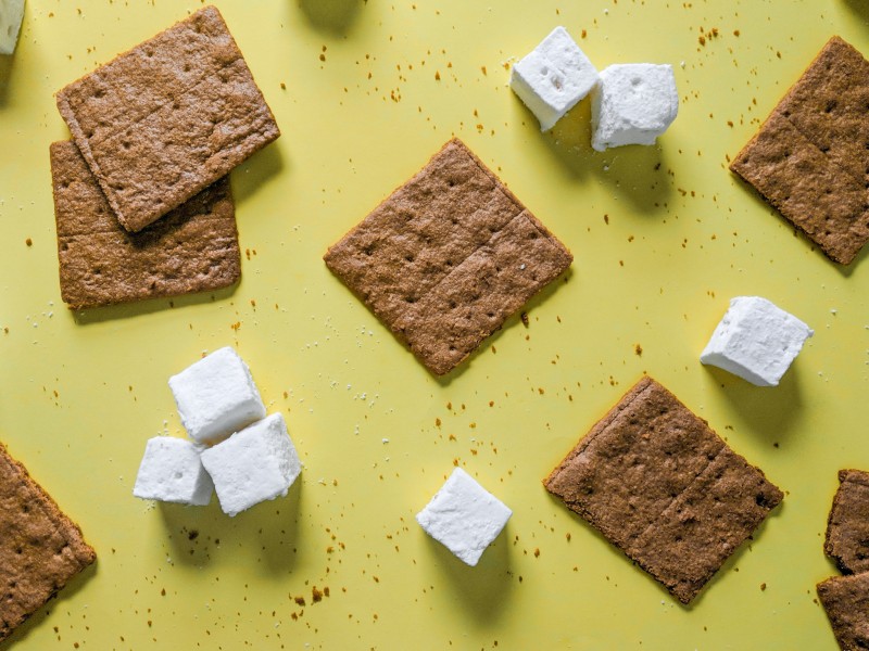 marshmallows and graham crackers for smores by Emily Hanka