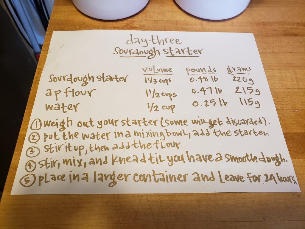 sourdough starter day 3 recipe