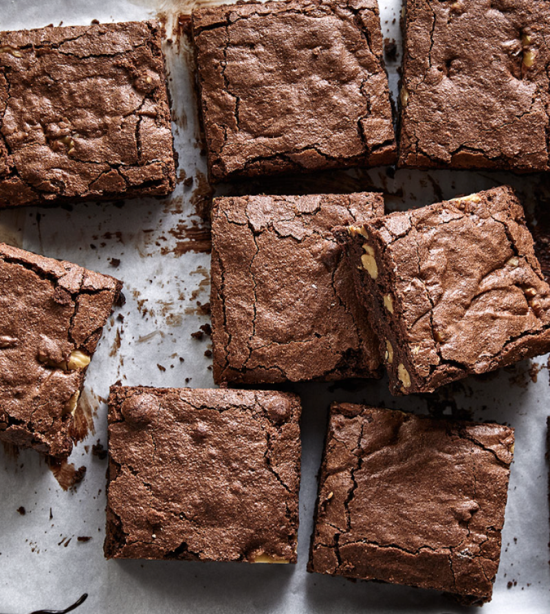 magic brownies cut and arranged loosely